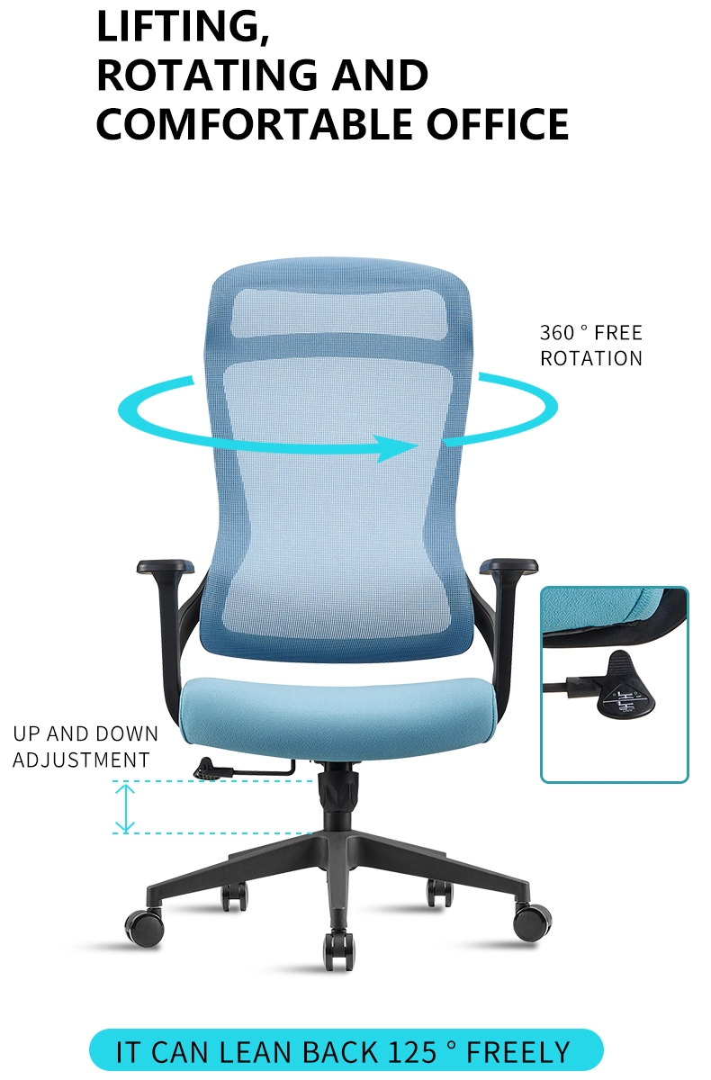 Comfortable Office Furniture Office Desk Chairs with Wheels Mesh Chair Back Fabric