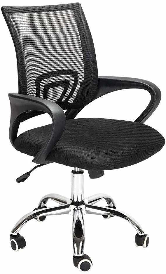 Ergonomic Lumbar Support Task Computer Desk Mesh Office Chair Black with Wheels and Arms, Black